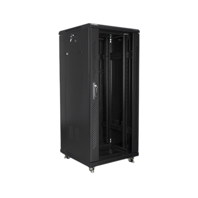 Szafa rack Lanberg 19" 27U 600x600mm stojąca Drzwi szklane Czarny