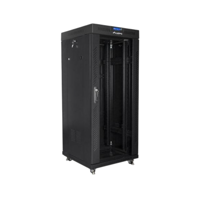 Szafa rack Lanberg 19" 27U 600x600mm stojąca LCD Drzwi szklane Czarny
