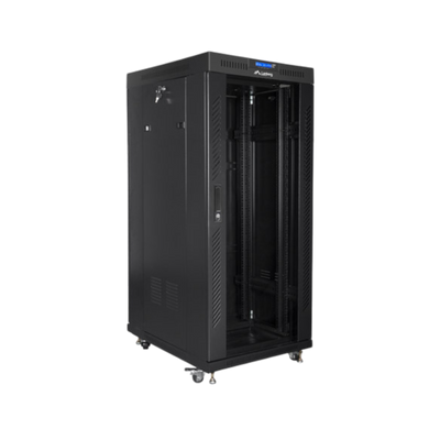Szafa rack Lanberg 19" 27U 800x1000mm stojąca LCD V2 Drzwi szklane Czarny
