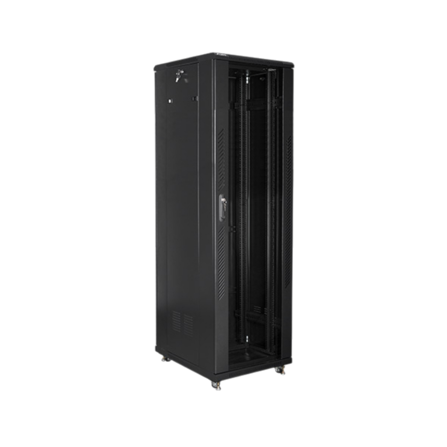 Szafa rack Lanberg 19" 42U 600x800mm stojąca Drzwi szklane Czarny