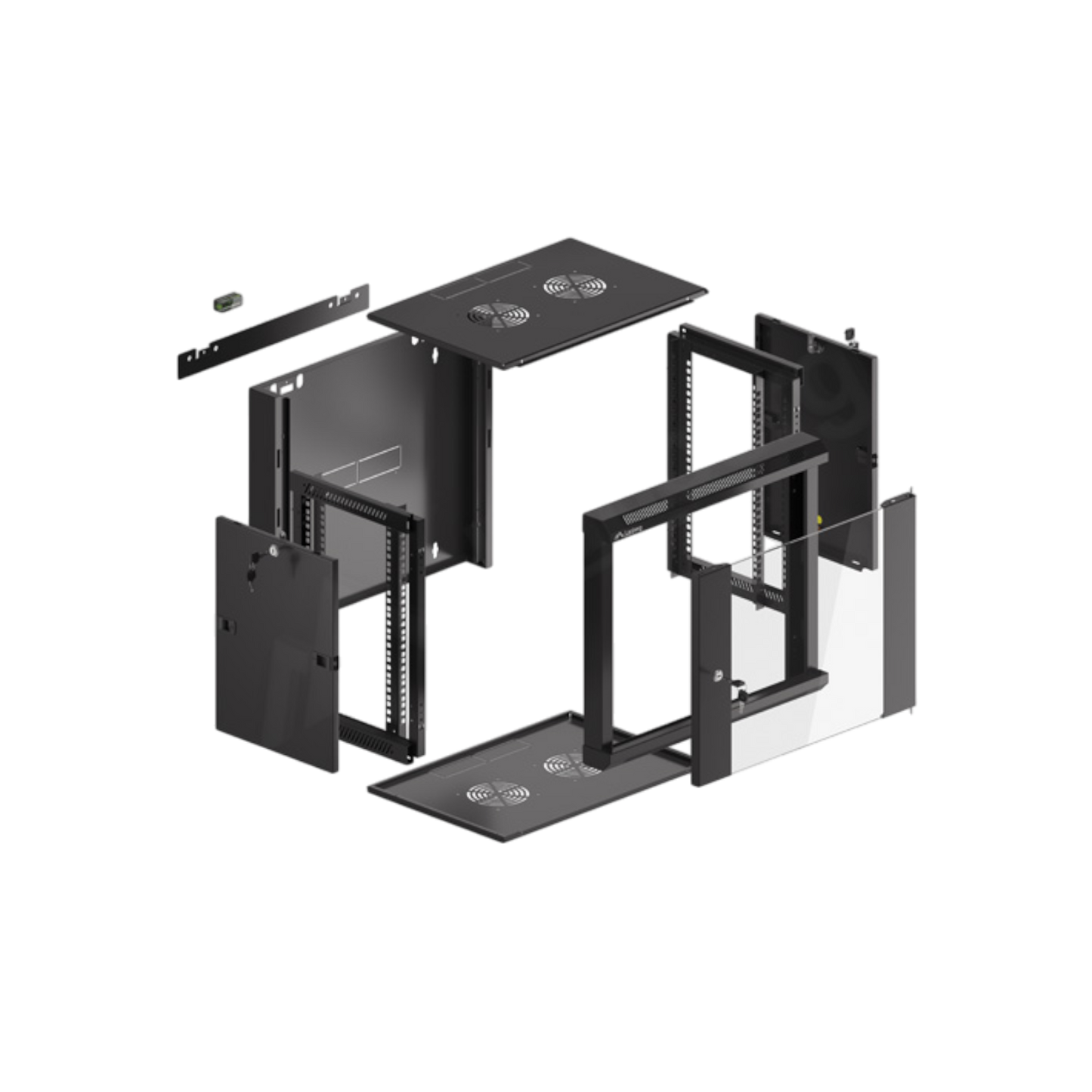 Szafa rack Lanberg 19" 9U 570x450mm wisząca Drzwi szklane Czarny