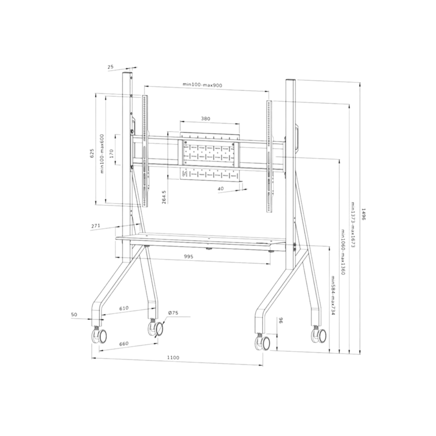 Stojak podłogowy do TV Neomounts FL50-525BL1 55" - 86" VESA 76kg