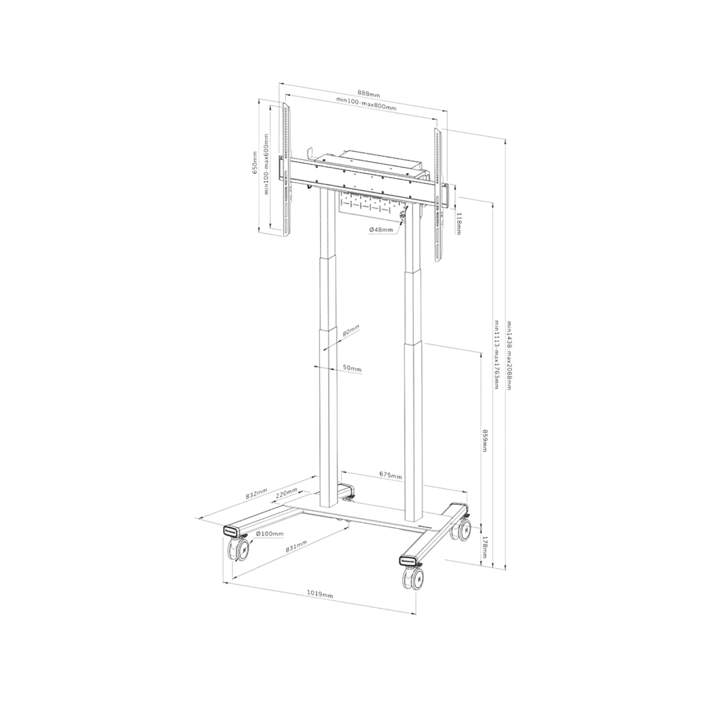 Stojak podłogowy do monitora Neomounts FL55-875BL1 55" - 100" VESA 110kg