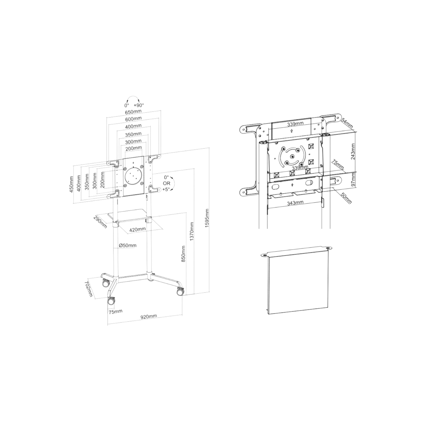 Stojak podłogowy do monitora Neomounts NS-M1250BLACK 37" - 70" VESA 70kg