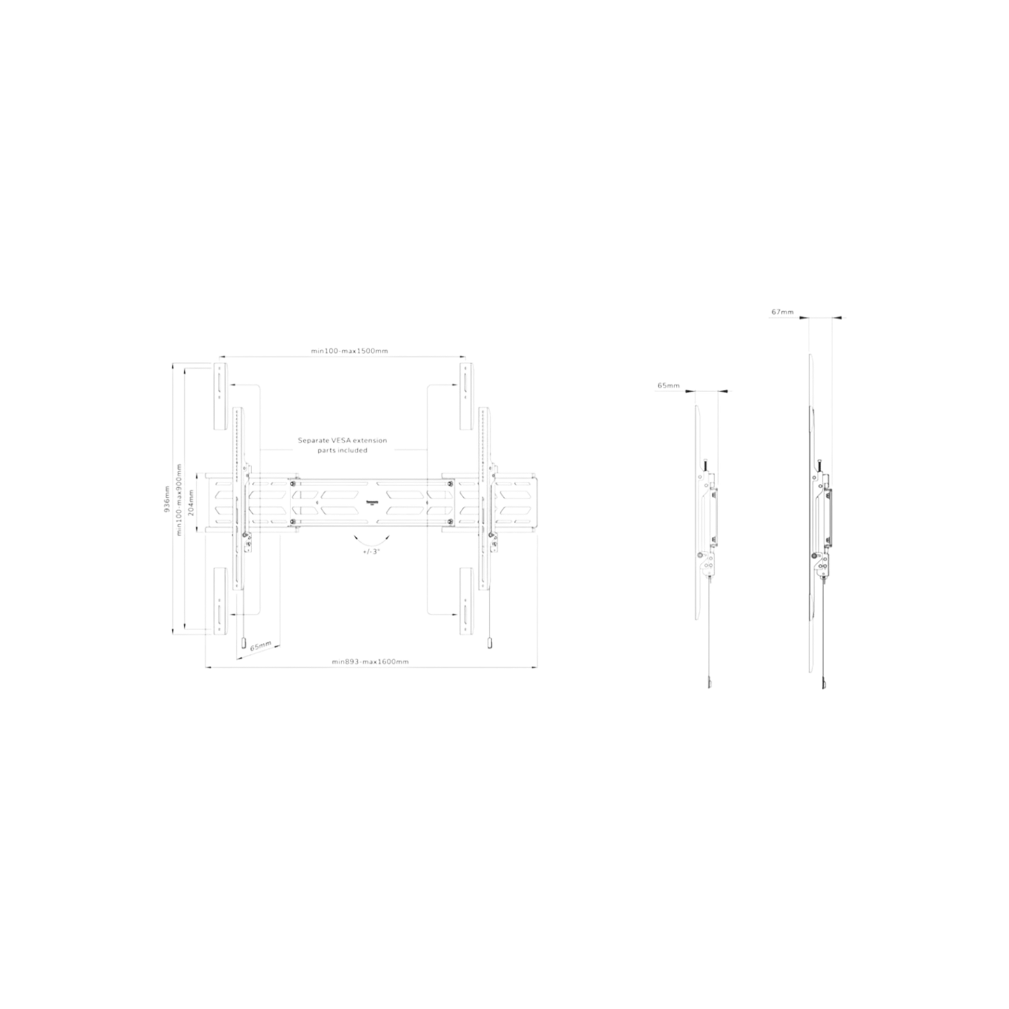 Uchwyt ścienny do TV Neomounts WL30S-950BL19 55" - 110" VESA 160kg