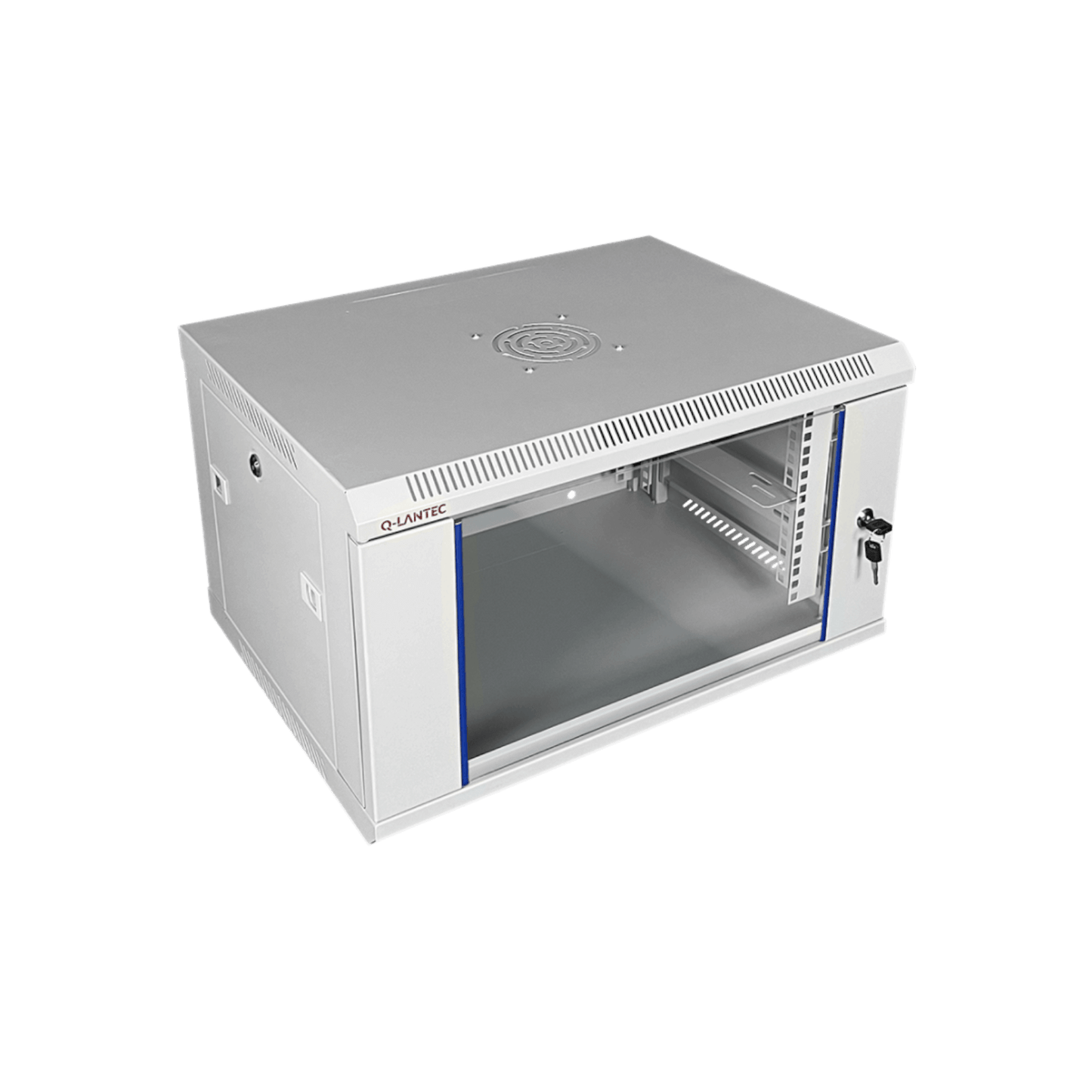 Szafa rack Q-LANTEC 19" 6U 600x450mm wisząca Drzwi szklane Szary