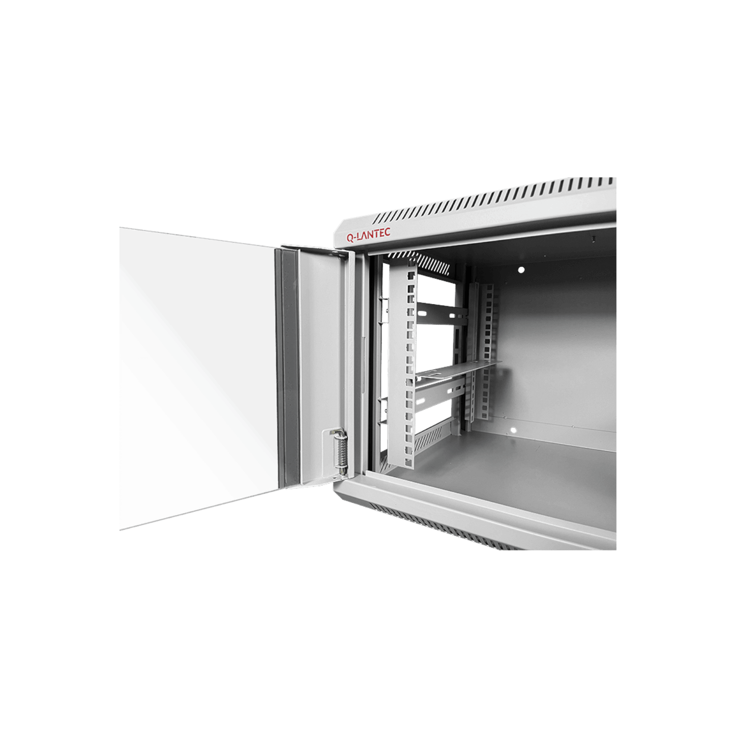 Szafa rack Q-LANTEC 19" 6U 600x450mm wisząca Drzwi szklane Szary