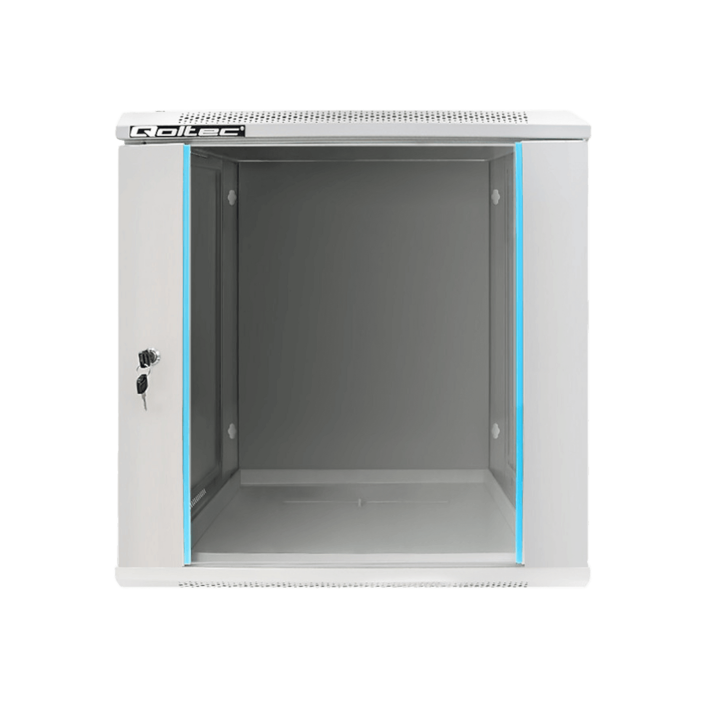 Szafa rack Qoltec 19" 12U 600x635x450mm wisząca Drzwi szklane Szary