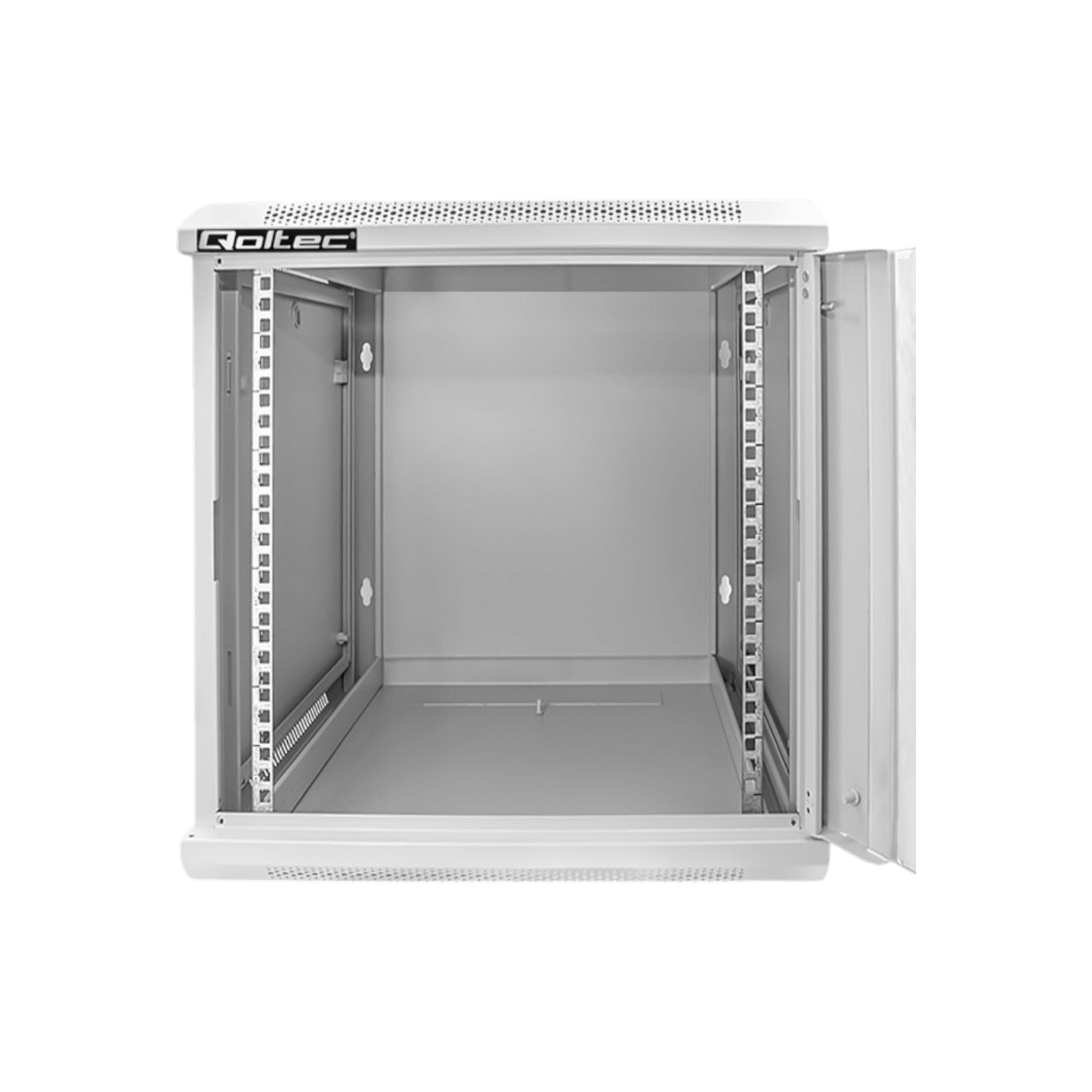 Szafa rack Qoltec 19" 12U 600x635x450mm wisząca Drzwi szklane Szary