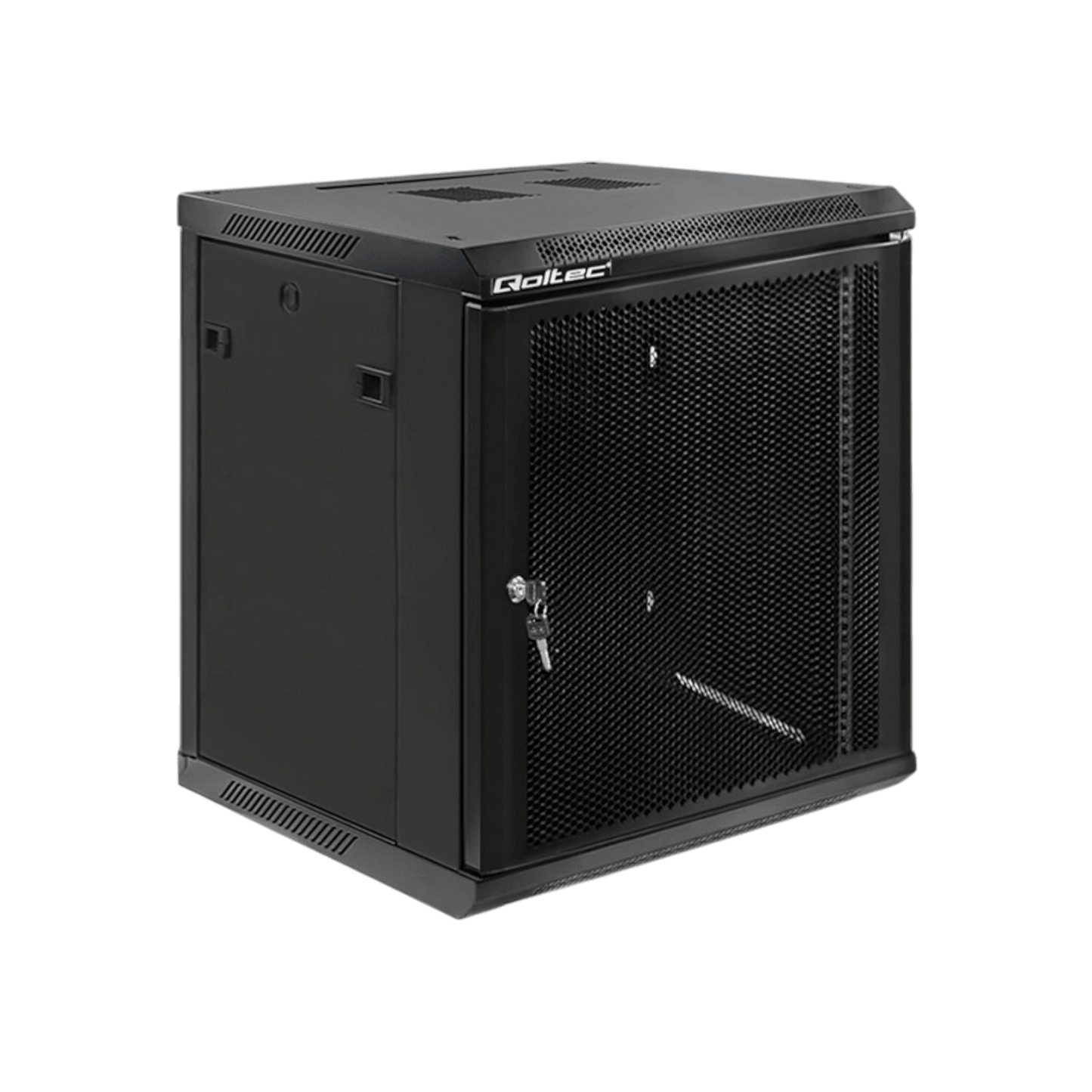 Szafa rack Qoltec 19" 12U 600x635x600mm wisząca Drzwi perforowane Czarny