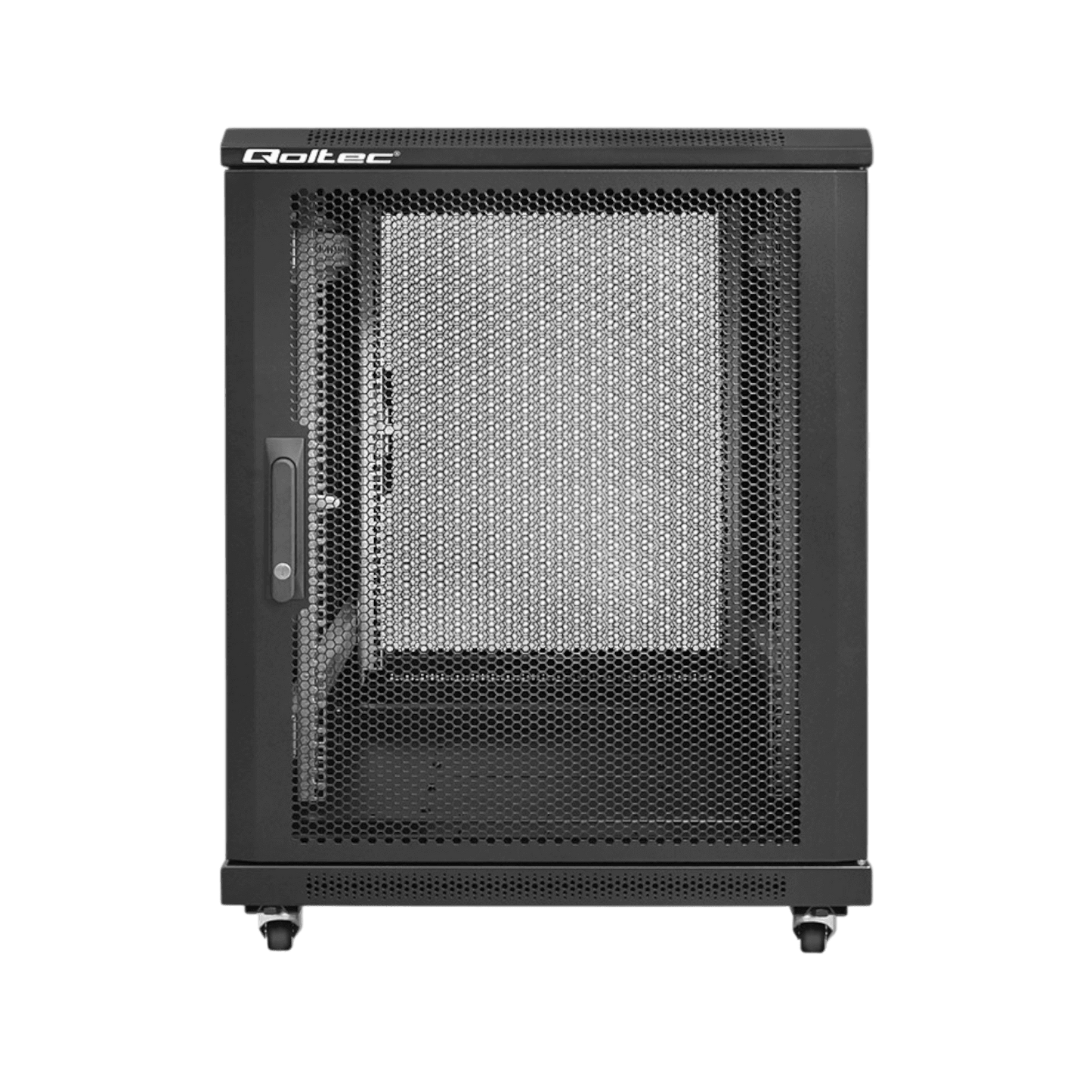 Szafa rack Qoltec 19" 15U 600x855x600mm stojąca Drzwi perforowane Czarny