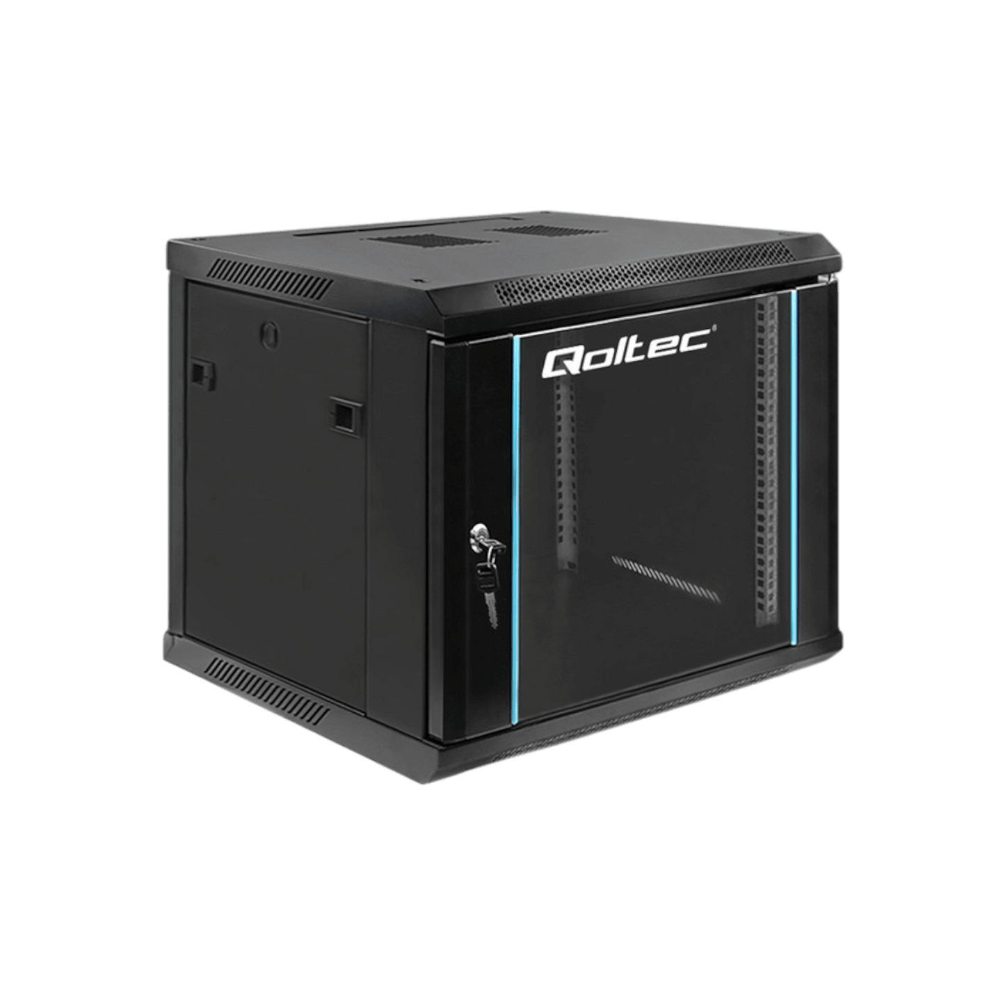 Szafa rack Qoltec 19" 9U 600x500x600mm wisząca Drzwi szklane Czarny