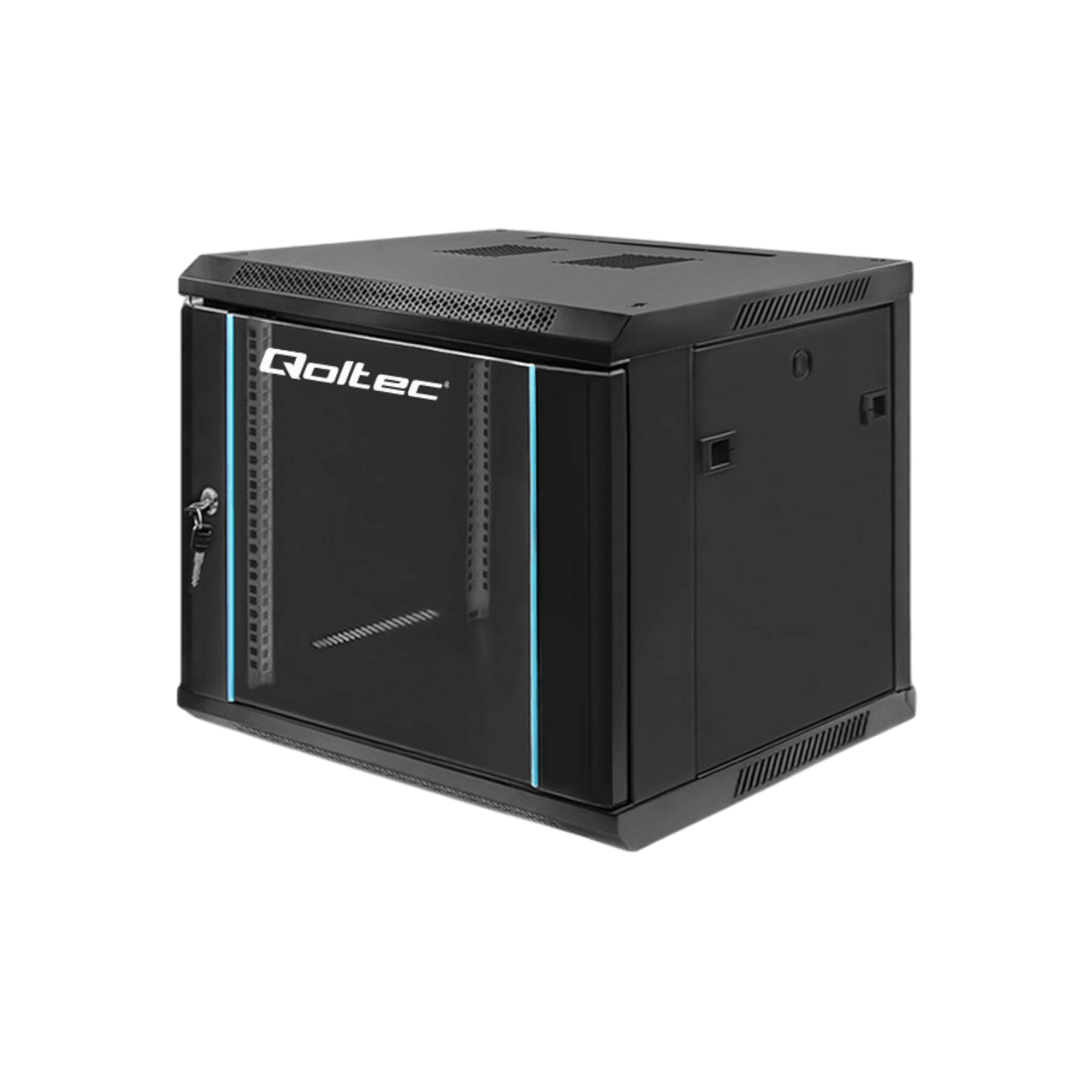 Szafa rack Qoltec 19" 9U 600x500x600mm wisząca Drzwi szklane Czarny