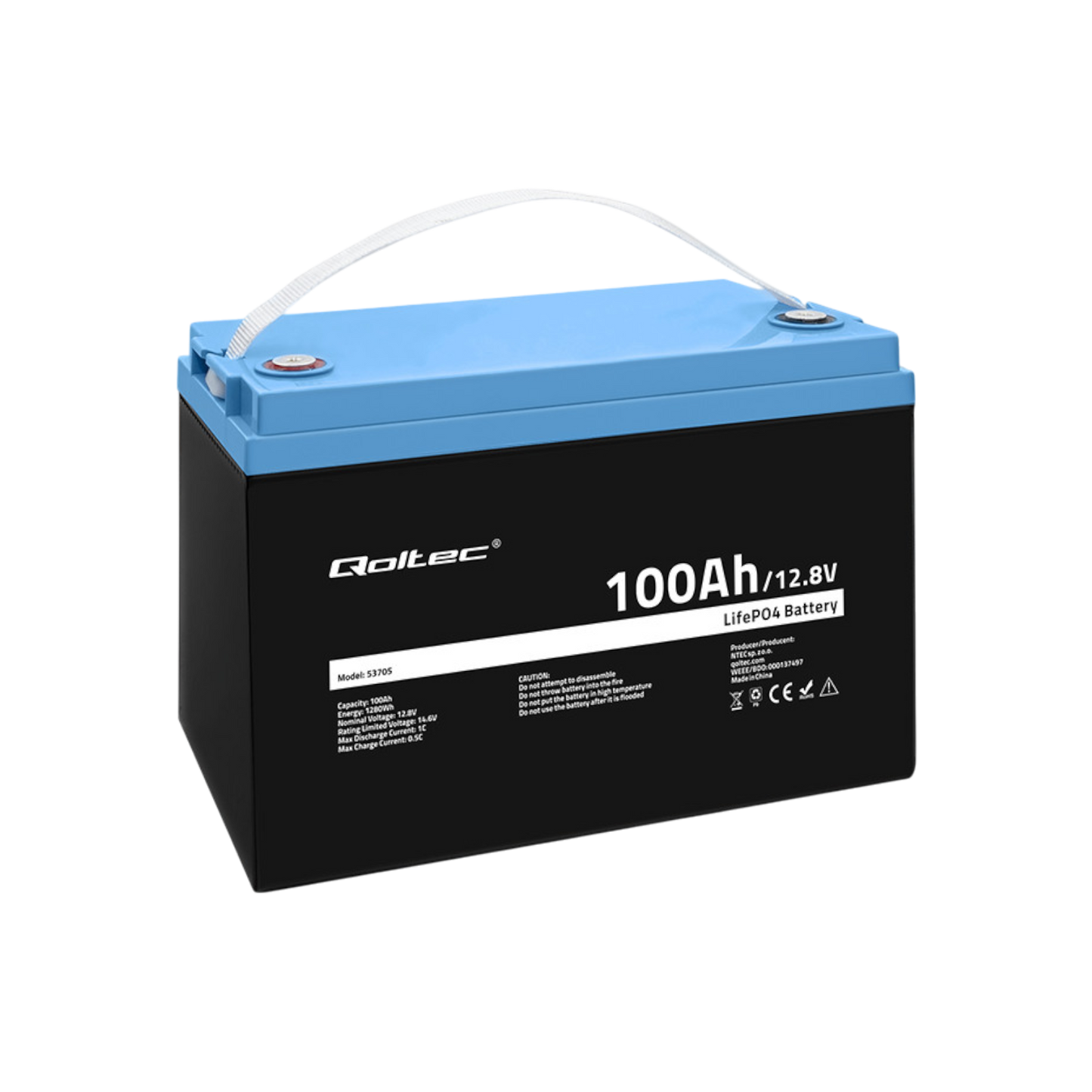 Akumulator Qoltec LiFePO4 Litowo-Żelazowo-Fosforanowy 100Ah 12.8V 1280Wh BMS 53705