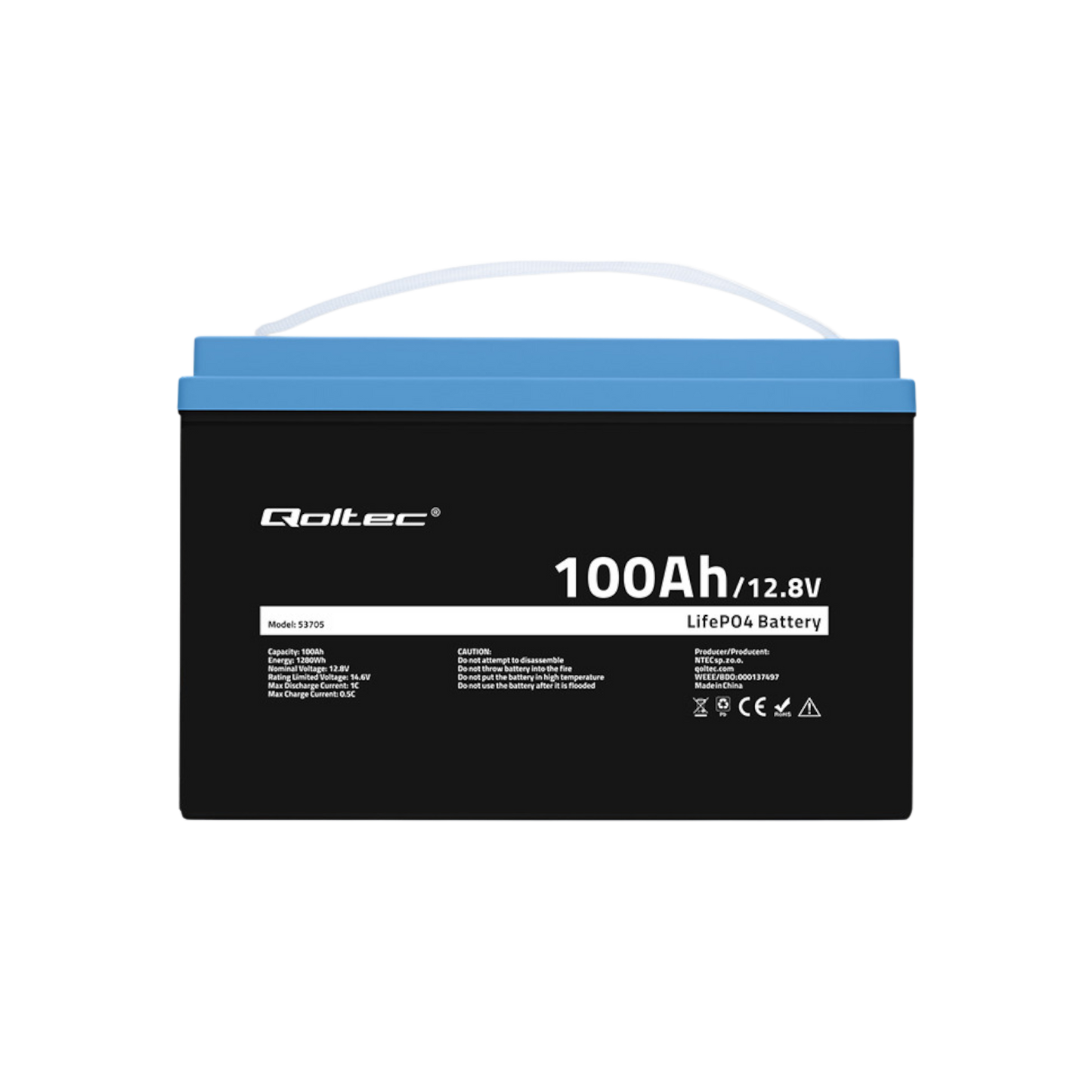 Akumulator Qoltec LiFePO4 Litowo-Żelazowo-Fosforanowy 100Ah 12.8V 1280Wh BMS 53705