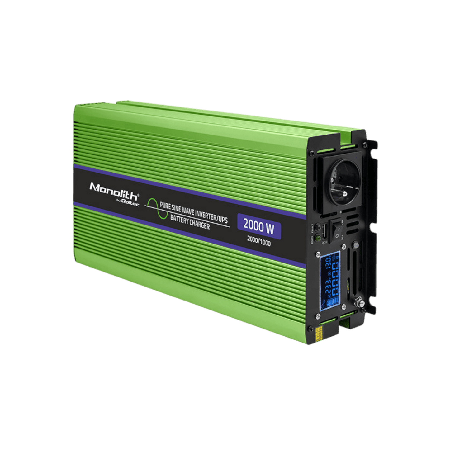 Przetwornica Qoltec Monolith 51942 12V na 230V 1000W/2000W LCD Czysta sinusoida