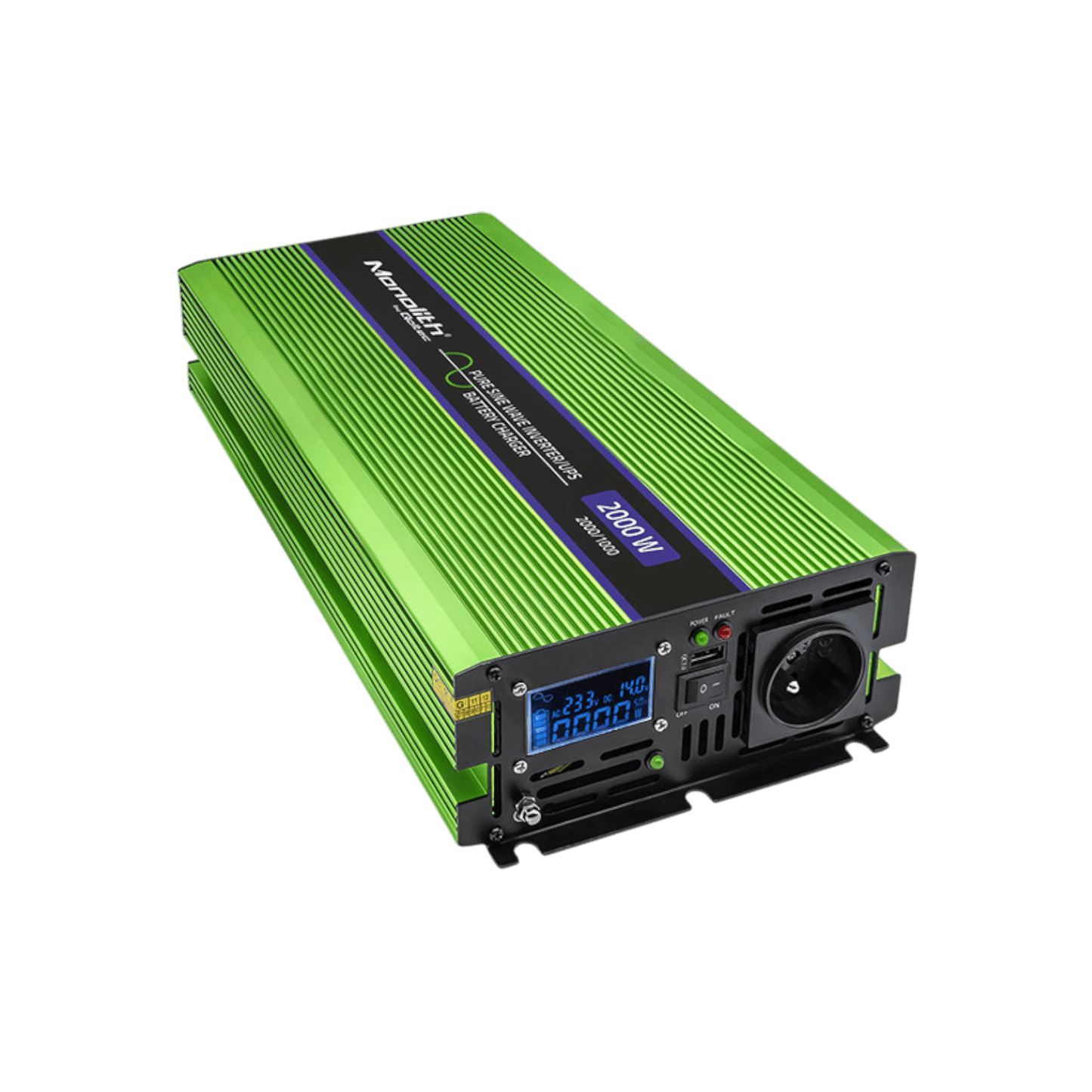 Przetwornica Qoltec Monolith 51942 12V na 230V 1000W/2000W LCD Czysta sinusoida