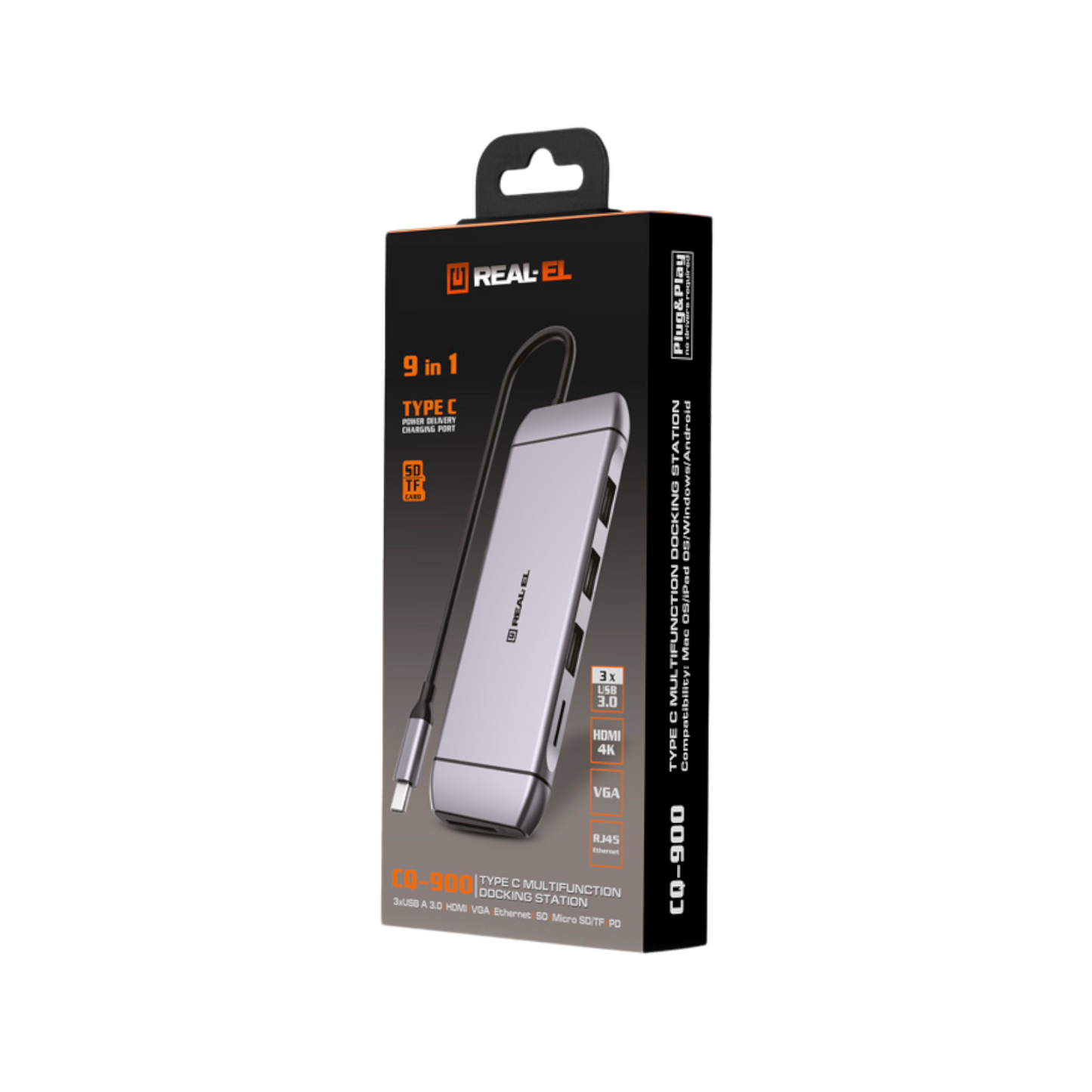 Wielofunkcyjna stacja dokująca REAL-EL CQ-900 USB-C