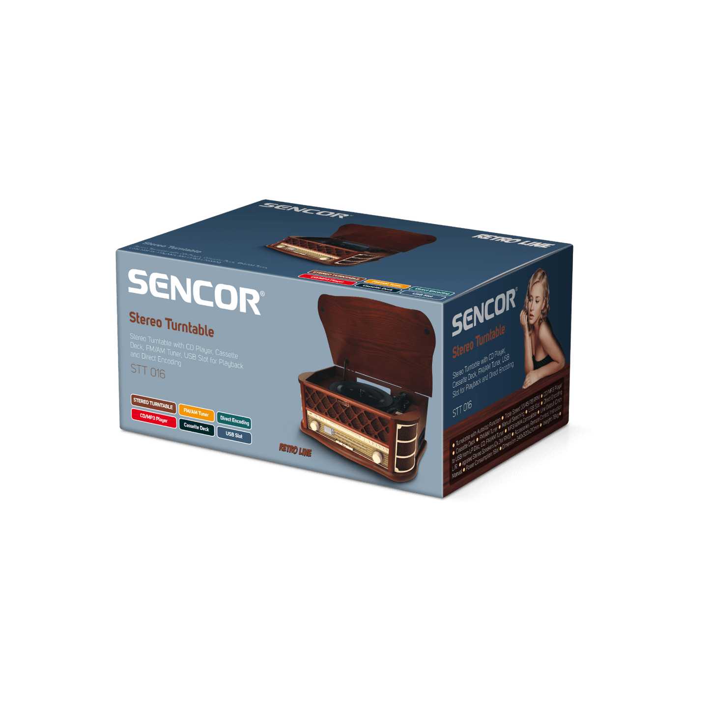 Gramofon retro Sencor STT 016 z odtwarzaczem CD i USB.