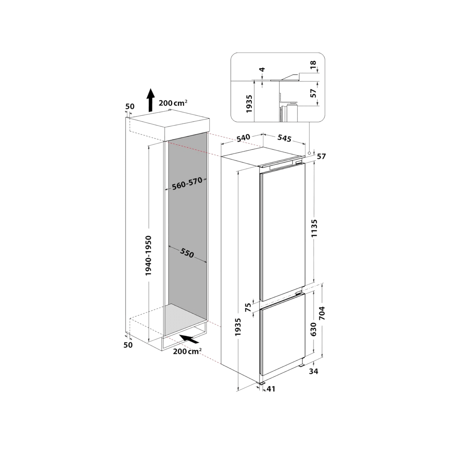 Lodówka do zabudowy Whirlpool ART 9811 SF2 193,5cm