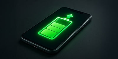 Smartfon z ikoną ładującej się baterii