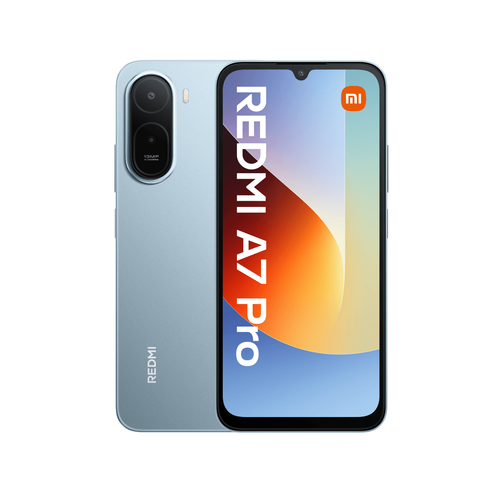Smartfon Redmi A7 Pro Niebieski przednia i tylna obudowa
