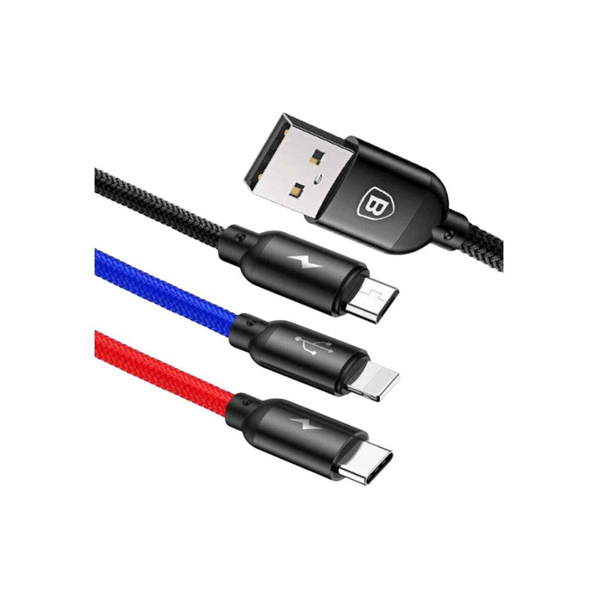 Baseus Three Primary Colors Kabel 3w1 USB - Lightning Micro USB-C 30cm
