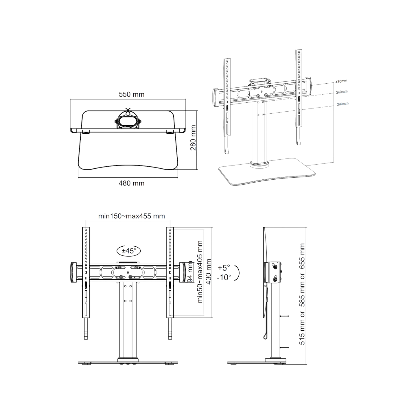 Stojak biurkowy na monitor AG Neovo LFD DTS-01 32" - 65" VESA 40kg