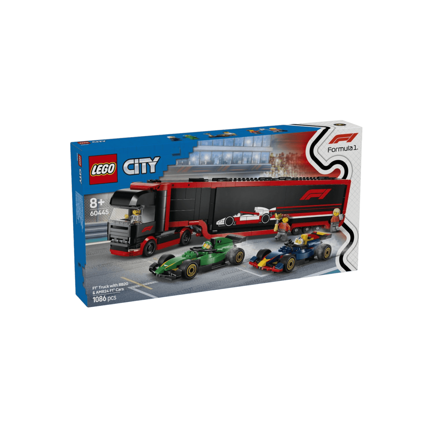 LEGO City Zestaw F1 Ciężarówka z bolidami RB20 i AMR24 F1 60445