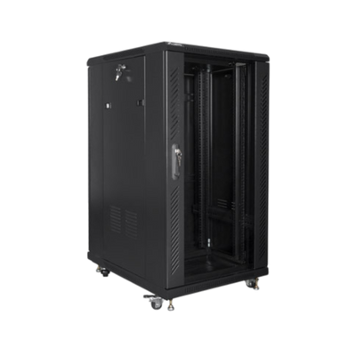 Szafa rack Lanberg 19" 22U 600x800mm stojąca Drzwi szklane Czarny
