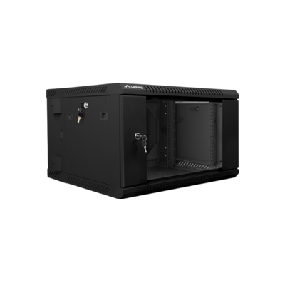 Szafa rack Lanberg 19" 6U 600x600mm wisząca dwusekcyjna Drzwi szklane Czarny