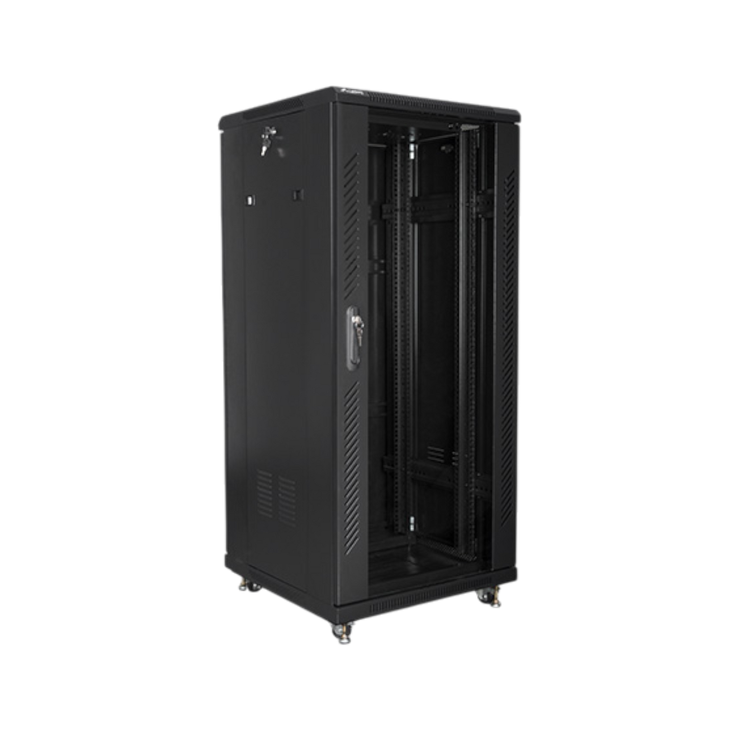 Szafa rack Lanberg 19" 27U 600x600mm stojąca Drzwi szklane Czarny