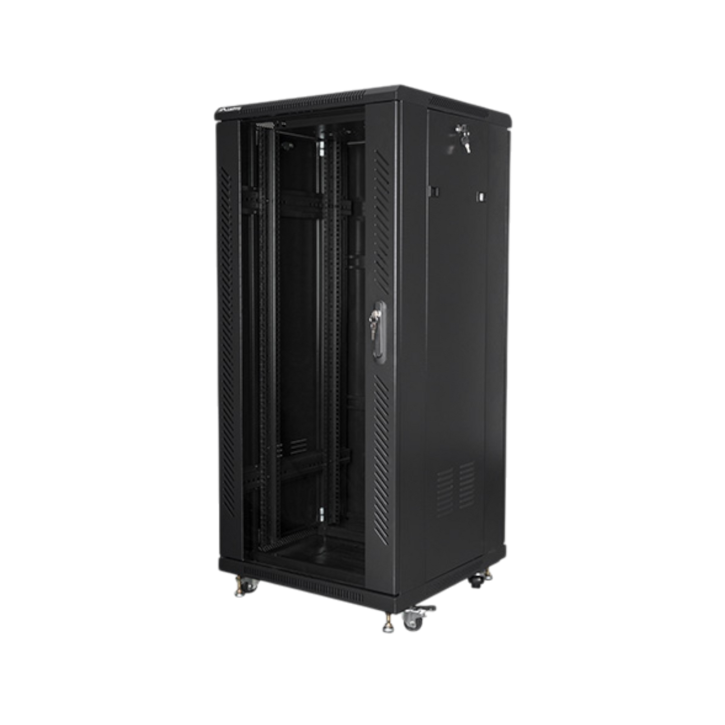 Szafa rack Lanberg 19" 27U 600x600mm stojąca Drzwi szklane Czarny