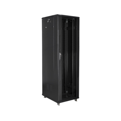 Szafa rack Lanberg 19" 42U 600x800mm stojąca Drzwi szklane Czarny