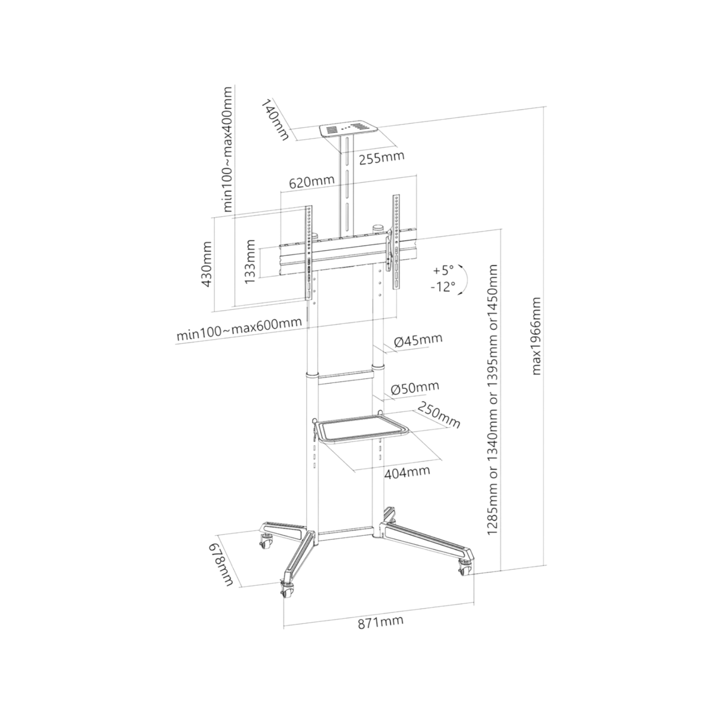 Stojak podłogowy do monitora Neomounts FL50-550BL1 37" - 70" VESA 50kg