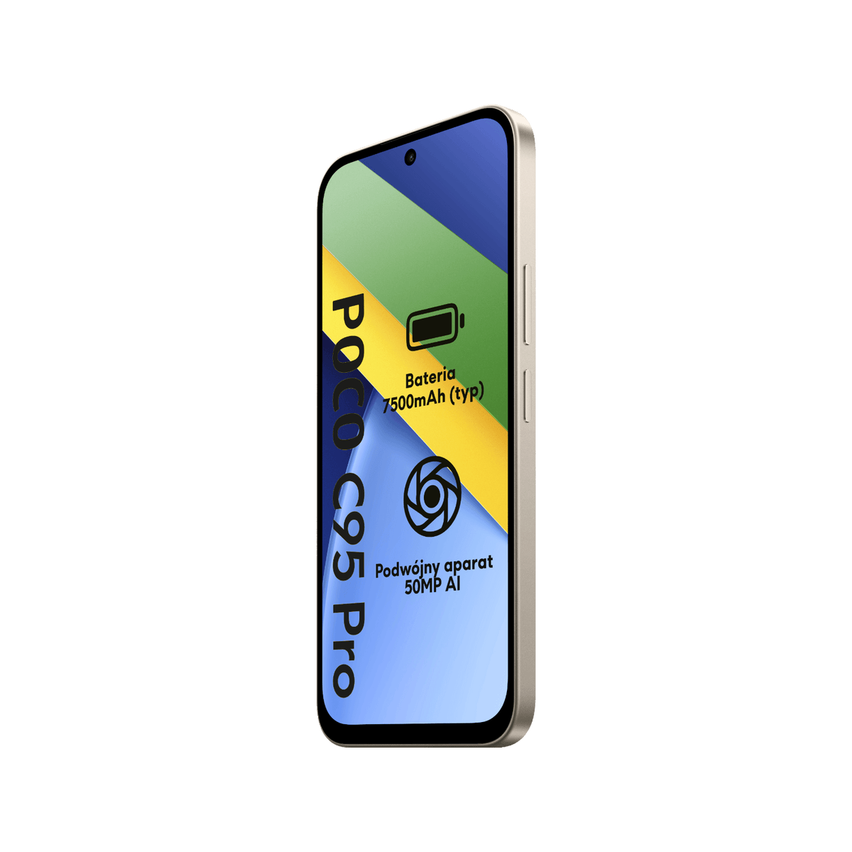 Smartfon POCO 95 Pro Zielony Przedni prawy bok
