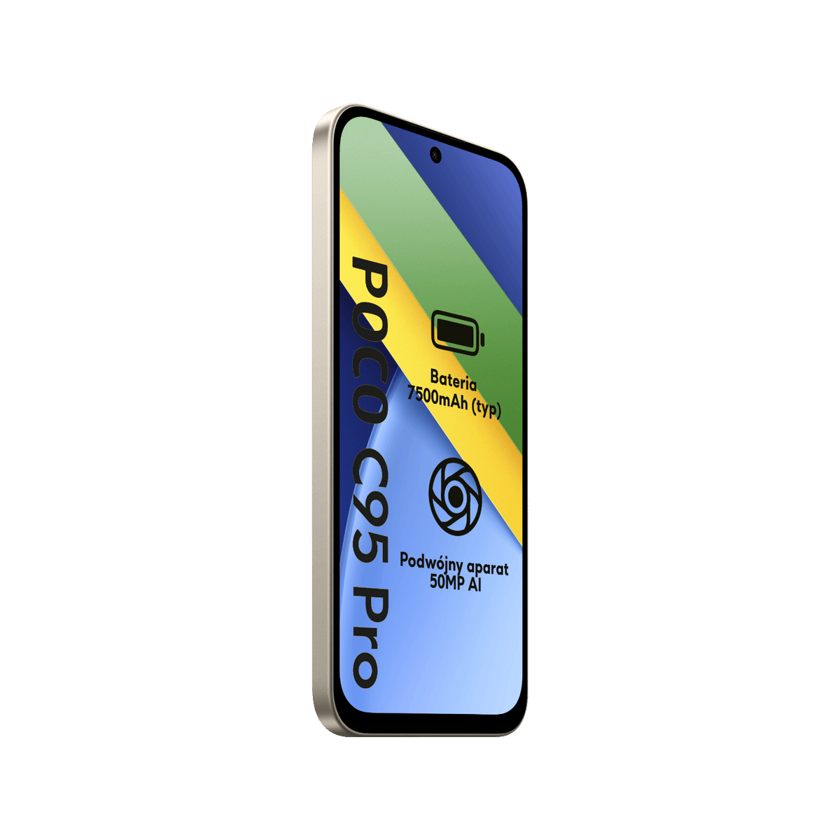 Smartfon POCO 95 Pro Zielony Przedni Lewy bok