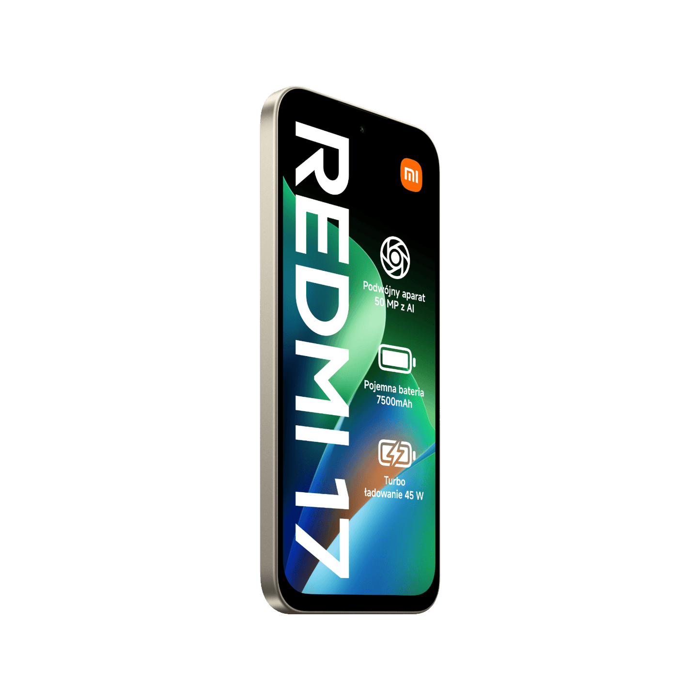 Smartfon Redmi 17 Zielony Przedni lewy bok