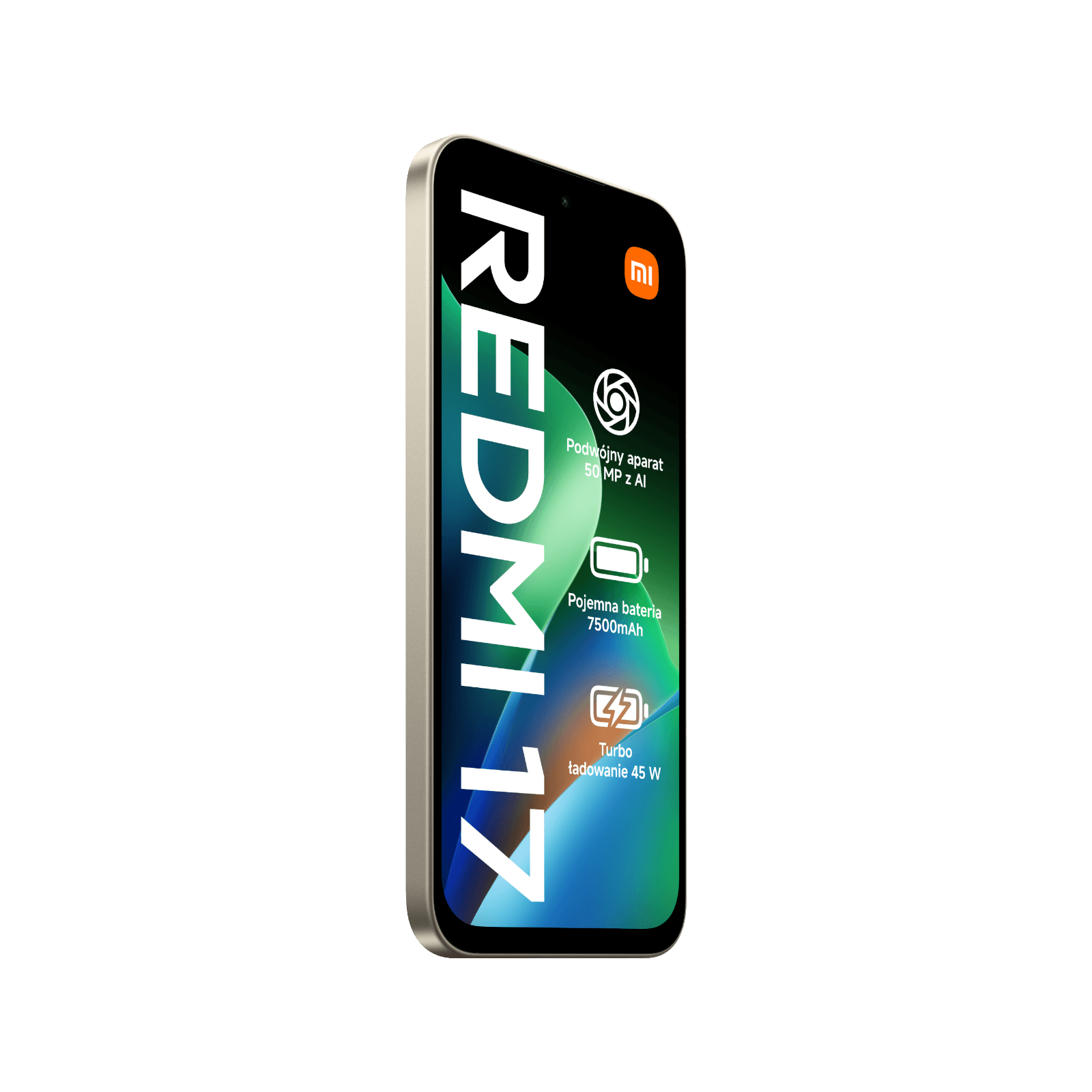 Smartfon Redmi 17 Zielony Przedni lewy bok