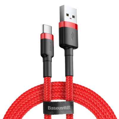 Nylonowy kabel USB-A - USB-C Baseus Cafule Quick Charge 3.0 3A 0.5m Czerwono-czarny od Baseus w SimplyBuy.pl