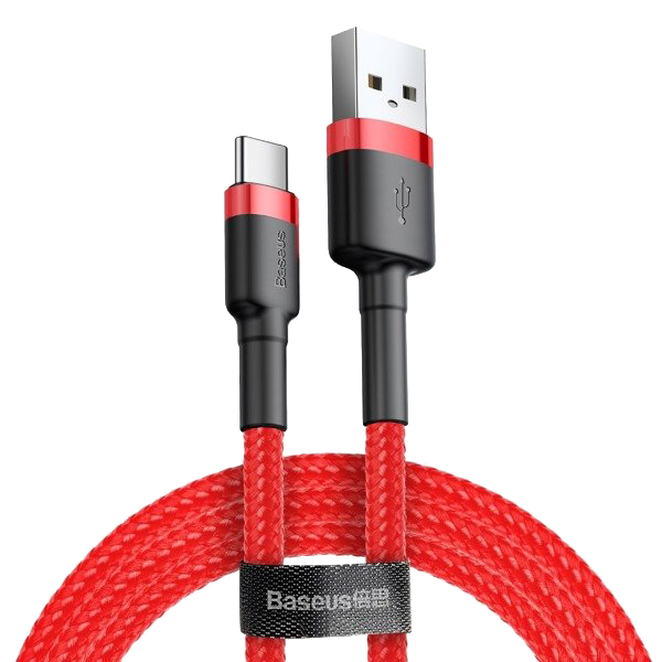 Nylonowy kabel USB-A - USB-C Baseus Cafule Quick Charge 3.0 3A 0.5m Czerwono-czarny od Baseus w SimplyBuy.pl