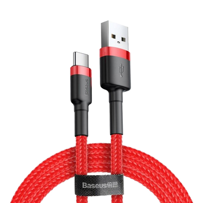 Nylonowy kabel USB-A - USB-C Baseus Cafule Quick Charge 3.0 3A 1m Czerwono-czarny od Baseus w SimplyBuy.pl