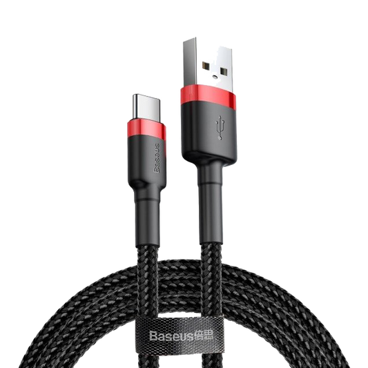 Nylonowy kabel USB-A - USB-C Baseus Cafule Quick Charge 3.0 3A 1m Czarno-czerwony od Baseus w SimplyBuy.pl