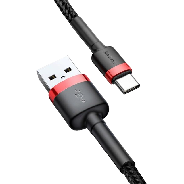 Nylonowy kabel USB-A - USB-C Baseus Cafule Quick Charge 3.0 3A 1m Czarno-czerwony od Baseus w SimplyBuy.pl