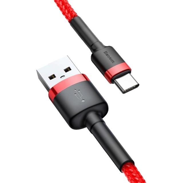 Nylonowy kabel USB-A - USB-C Baseus Cafule Quick Charge 3.0 2A 2m Czerwono-czarny od Baseus w SimplyBuy.pl