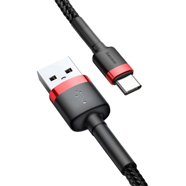 Nylonowy kabel USB-A - USB-C Baseus Cafule Quick Charge 3.0 2A 2m Czarno-czerwony od Baseus w SimplyBuy.pl