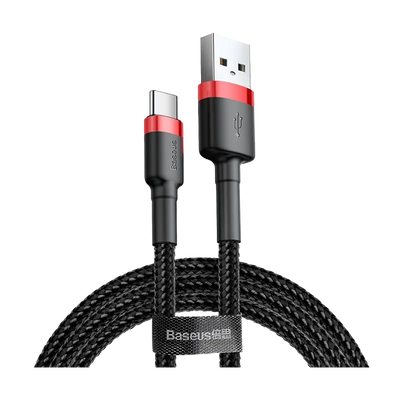Nylonowy kabel USB-A - USB-C Baseus Cafule Quick Charge 3.0 2A 3m Czarno-czerwony (CATKLF-U91) od Baseus w SimplyBuy.pl