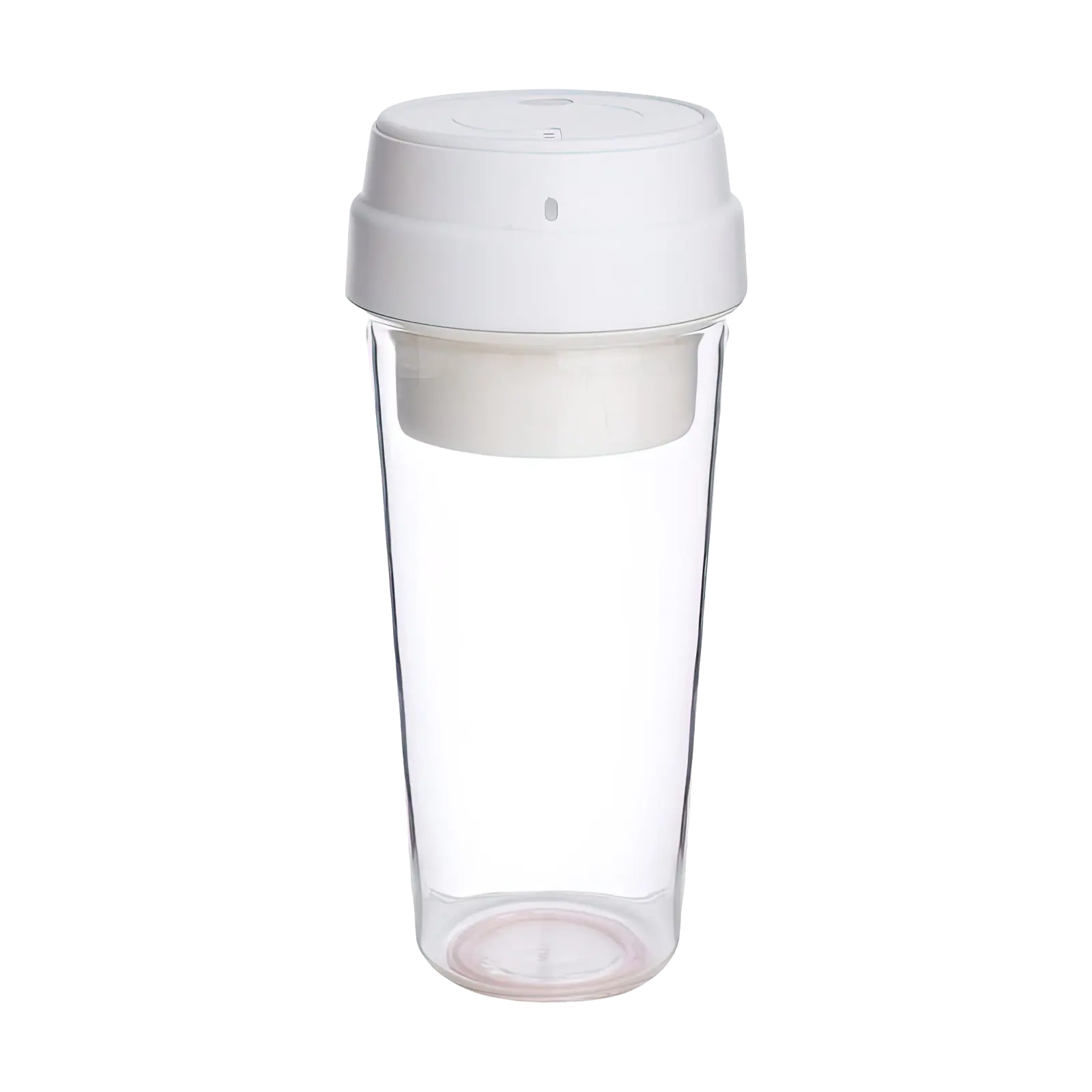 a clear cup with a white lid and a white lid